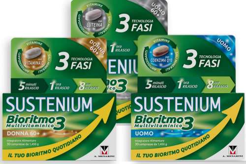 In questa recensione parliamo di Sustenium Bioritmo 3 (integratore a base di vitamine e minerali, disponibile nelle versioni uomo e donna, e 60+), analizzandone ingredienti, efficacia, modo d'uso, prezzo ed effetti collaterali